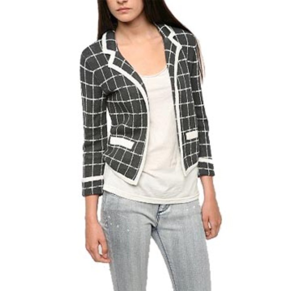 Urban Outfitters Kimchi Blue Soft Cardigan Sweater / Blazer (XS, Black/White)